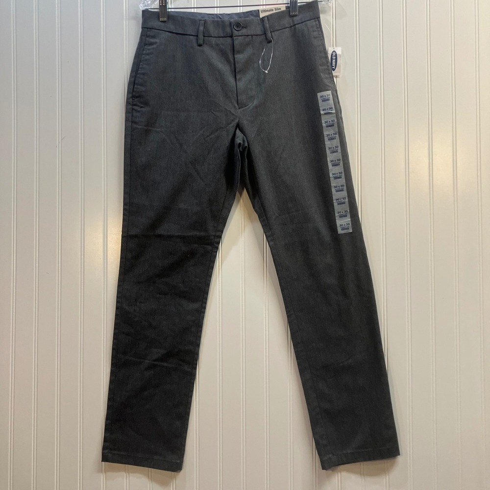 Old Navy Mens Ultimate Slim Built-In Flex Chino Pants Dark Grey 30x30 NWT 553234